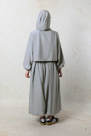 Kapüşonlu Etek Takım Gri - 7