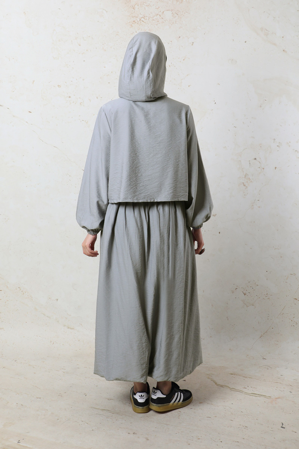 Kapüşonlu Etek Takım Gri - 7