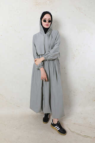 Kapüşonlu Etek Takım Gri - 6