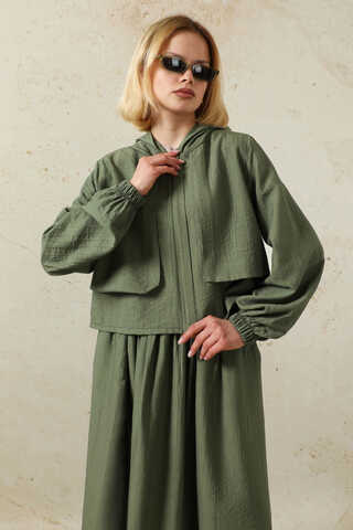 Kapüşonlu Etek Takım Haki - 4