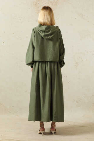 Kapüşonlu Etek Takım Haki - 6