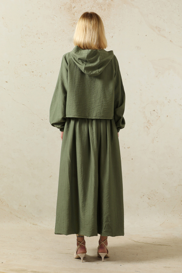 Kapüşonlu Etek Takım Haki - 6