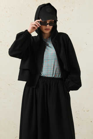 Kapüşonlu Etek Takım Siyah - 2