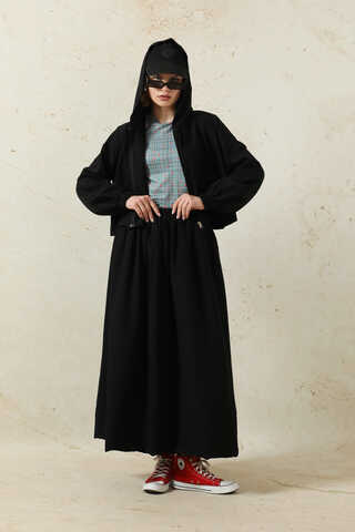 Kapüşonlu Etek Takım Siyah - 3