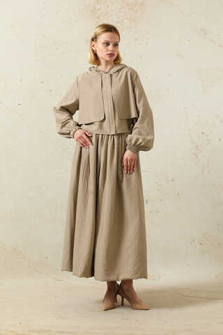 Kapüşonlu Etek Takım Taş - 3