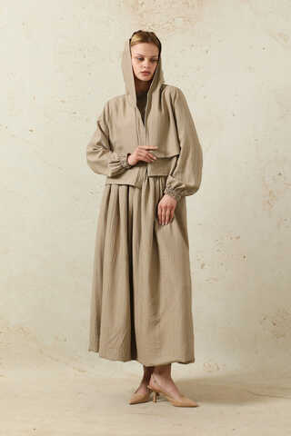 Kapüşonlu Etek Takım Taş - 5