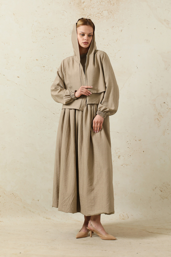 Kapüşonlu Etek Takım Taş - 5