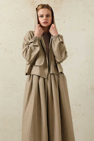 Kapüşonlu Etek Takım Taş - 2