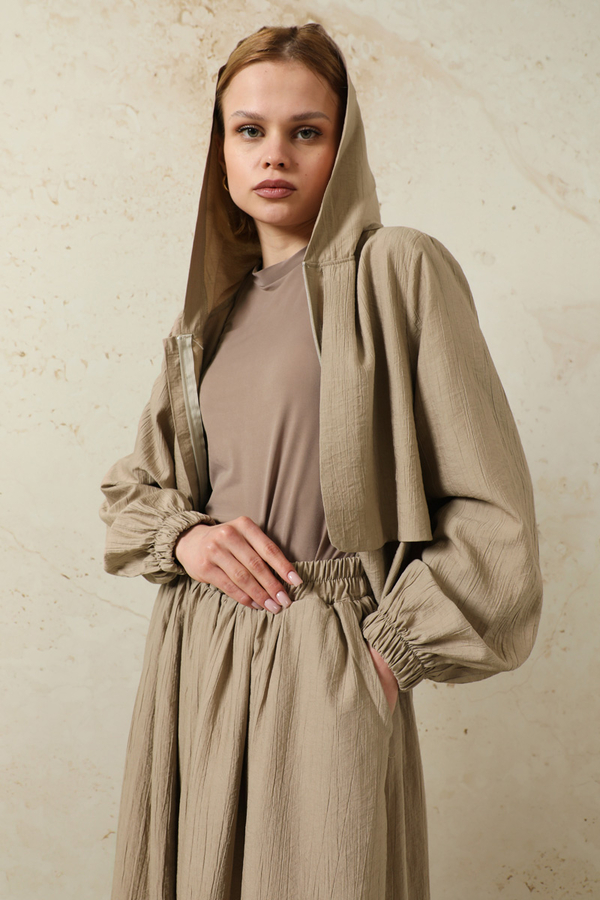 Kapüşonlu Etek Takım Taş - 4