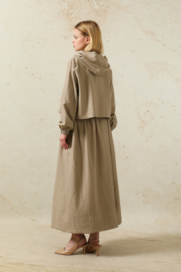 Kapüşonlu Etek Takım Taş - 6