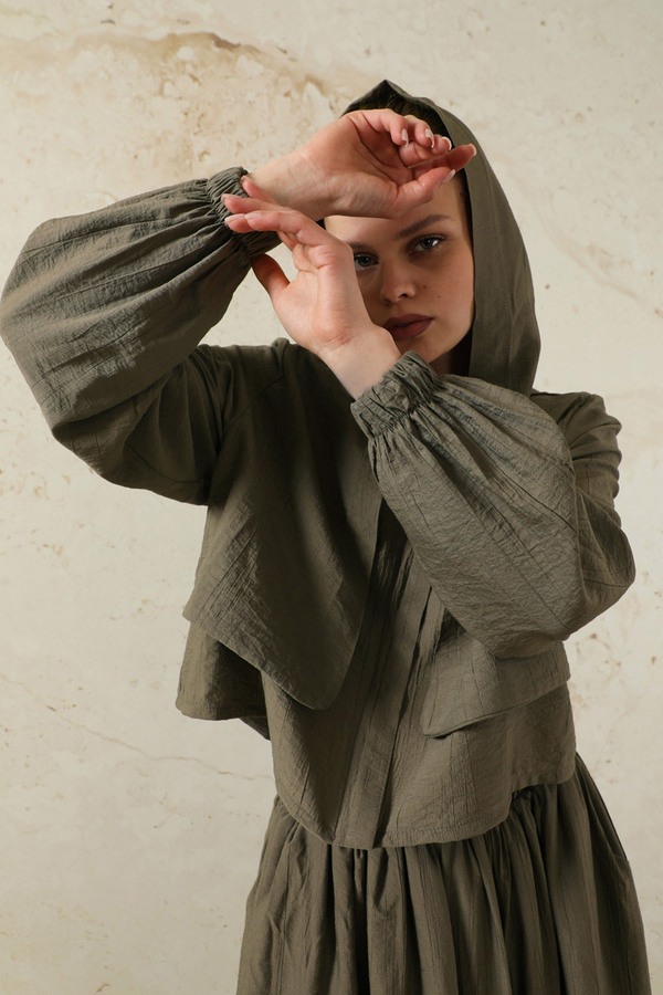 Kapüşonlu Etek Takım Toprak - 2