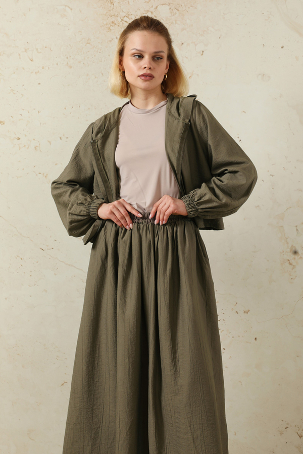 Kapüşonlu Etek Takım Toprak - 4