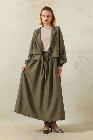 Kapüşonlu Etek Takım Toprak - 1