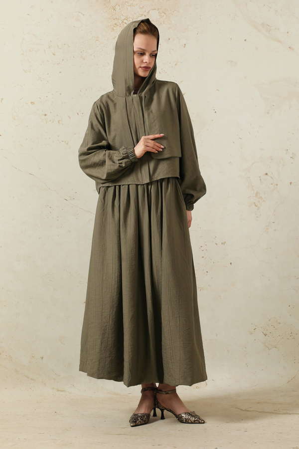 Kapüşonlu Etek Takım Toprak - 5