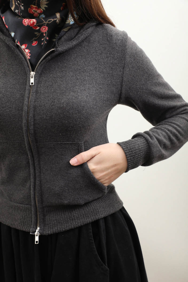 Kapüşonlu Kısa Hırka Antrasit - 7