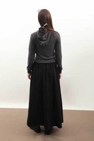 Kapüşonlu Kısa Hırka Antrasit - 8