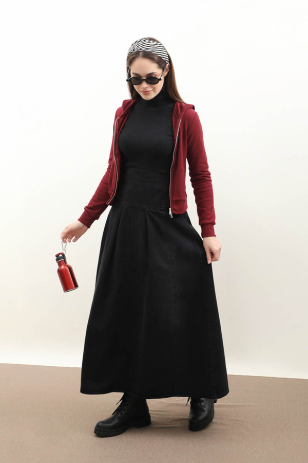 Kapüşonlu Kısa Hırka Bordo - 2