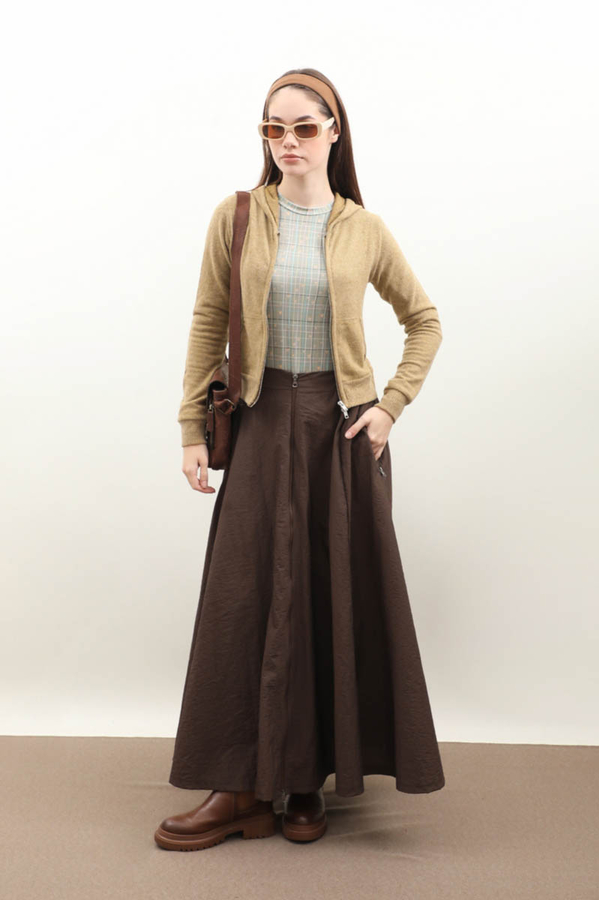 Kapüşonlu Kısa Hırka Hardal - 2