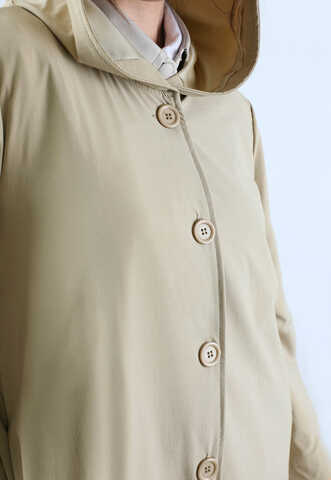 Kapüşonlu Uzun Trençkot Taş - 4