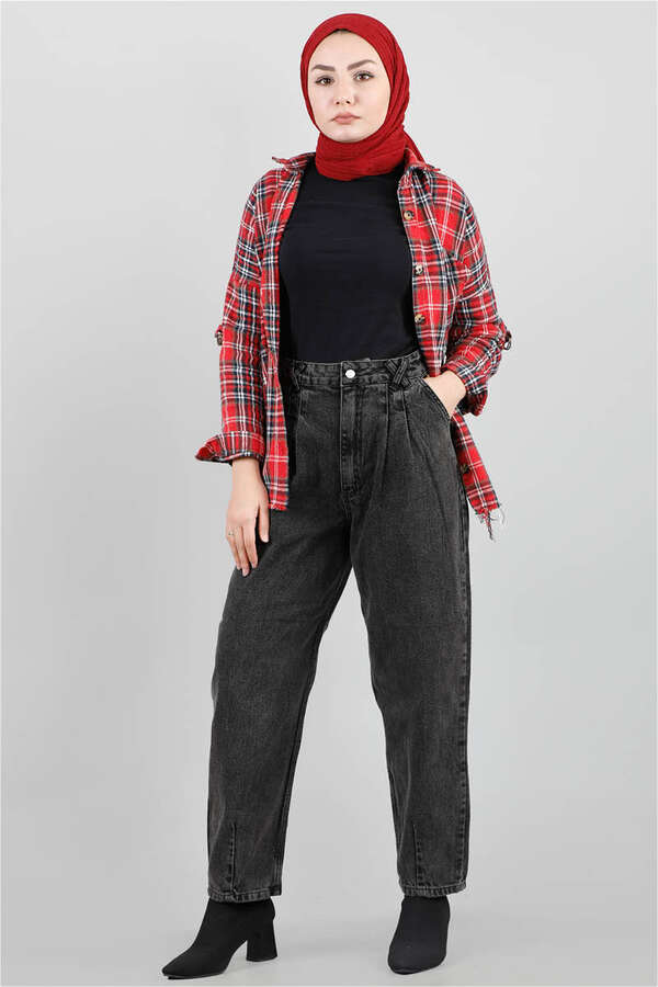 Kar Yıkama Siyah Kot Pantolon - 1