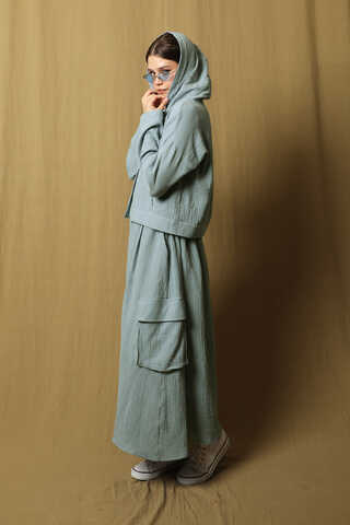 Kargo Cep Müslin Etek Takım Bebe Mavisi - 6