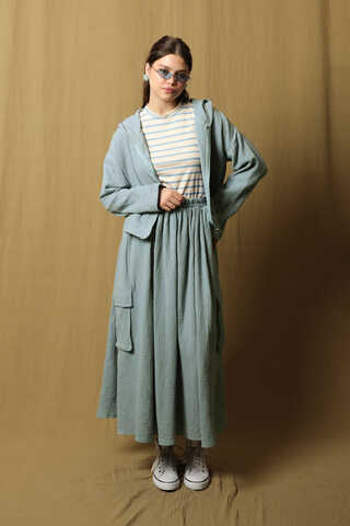 Kargo Cep Müslin Etek Takım Bebe Mavisi - 3