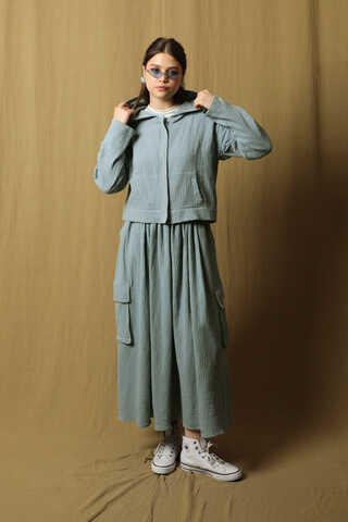 Kargo Cep Müslin Etek Takım Bebe Mavisi - 5