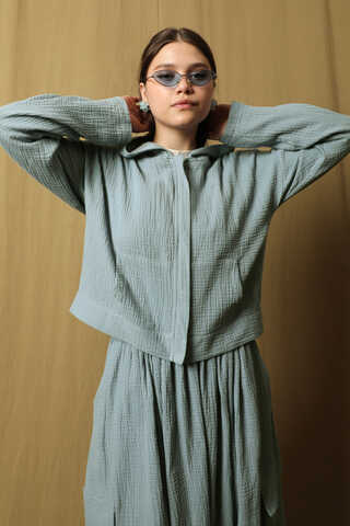 Kargo Cep Müslin Etek Takım Bebe Mavisi - 4