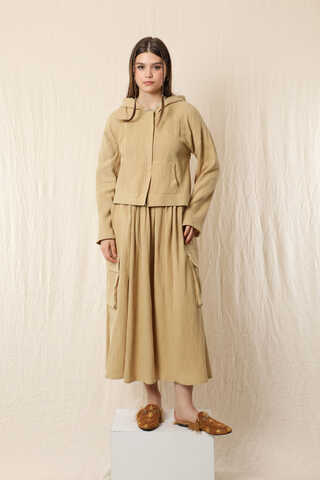 Kargo Cep Müslin Etek Takım Bej - 2