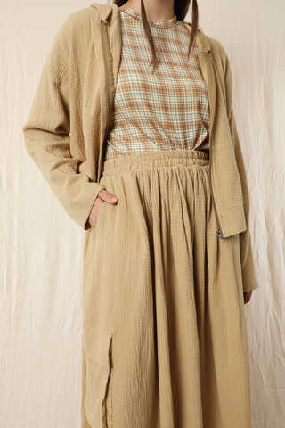 Kargo Cep Müslin Etek Takım Bej - 5