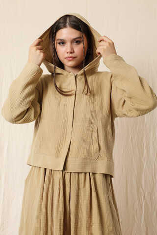 Kargo Cep Müslin Etek Takım Bej - 3