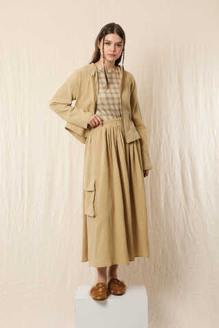 Kargo Cep Müslin Etek Takım Bej - 4