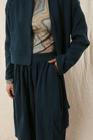 Kargo Cep Müslin Etek Takım Lacivert - 4