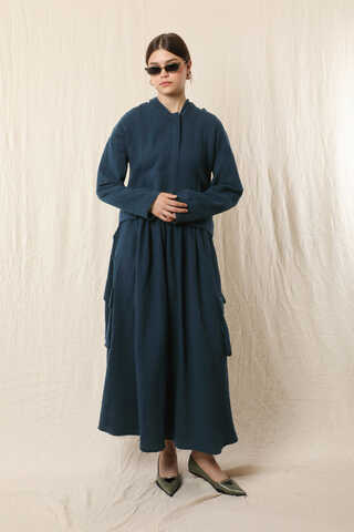 Kargo Cep Müslin Etek Takım Lacivert - 5