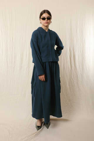 Kargo Cep Müslin Etek Takım Lacivert - 1