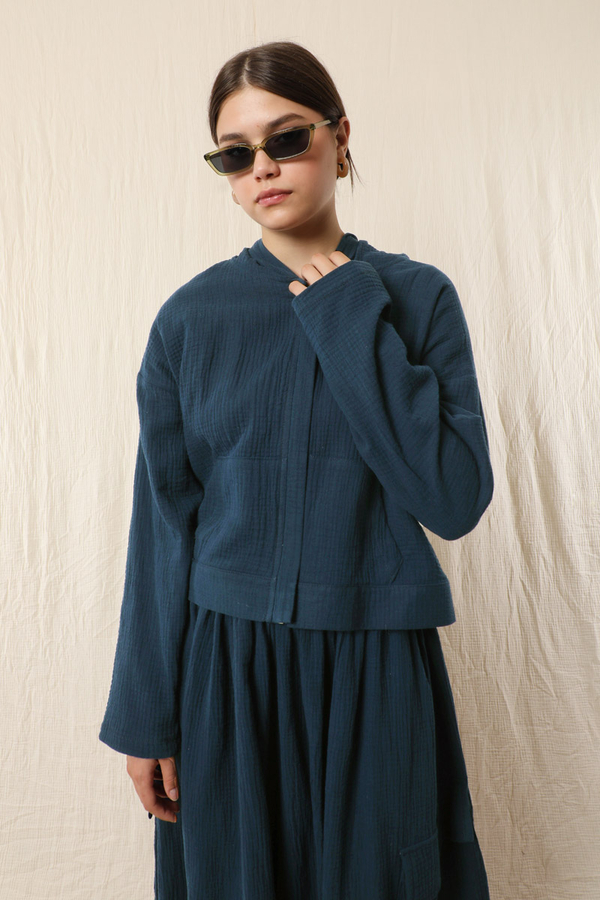 Kargo Cep Müslin Etek Takım Lacivert - 6