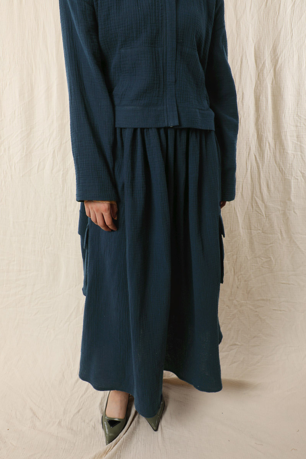 Kargo Cep Müslin Etek Takım Lacivert - 2