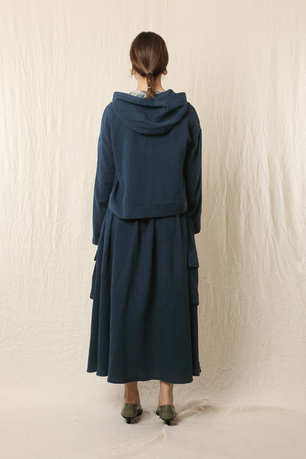 Kargo Cep Müslin Etek Takım Lacivert - 8