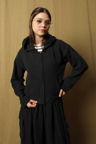 Kargo Cep Müslin Etek Takım Siyah - 1