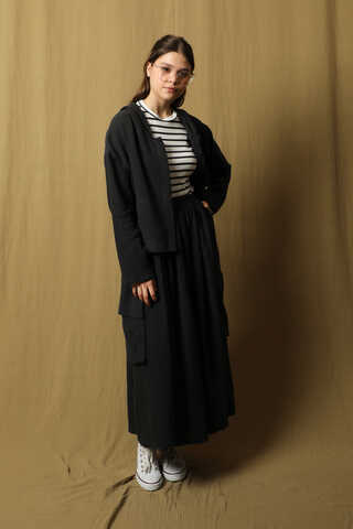 Kargo Cep Müslin Etek Takım Siyah - 3