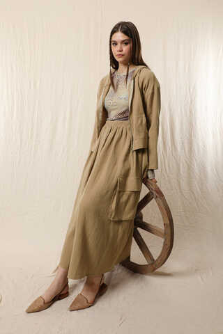 Kargo Cep Müslin Etek Takım Vizon - 1