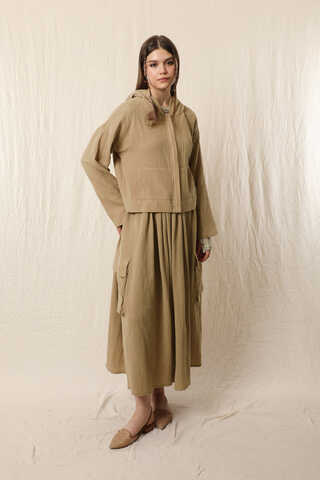 Kargo Cep Müslin Etek Takım Vizon - 2