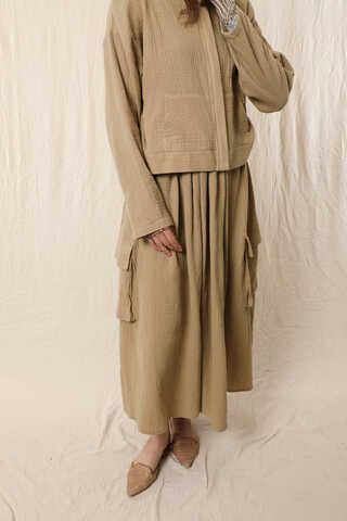 Kargo Cep Müslin Etek Takım Vizon - 4