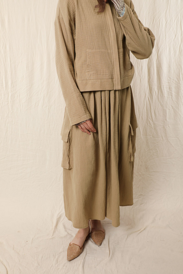 Kargo Cep Müslin Etek Takım Vizon - 4