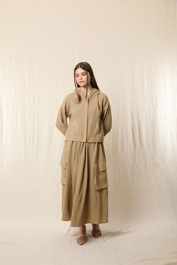 Kargo Cep Müslin Etek Takım Vizon - 6