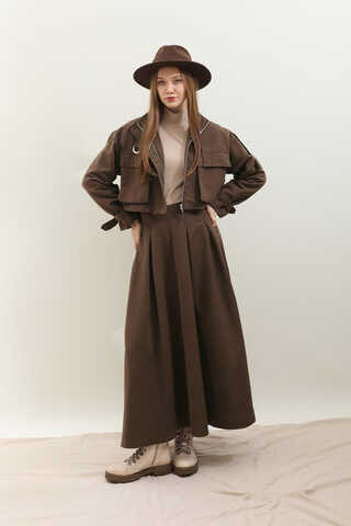 Kargo Cepli Etek Takım Kahverengi - 1