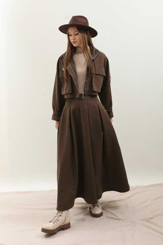 Kargo Cepli Etek Takım Kahverengi - 2