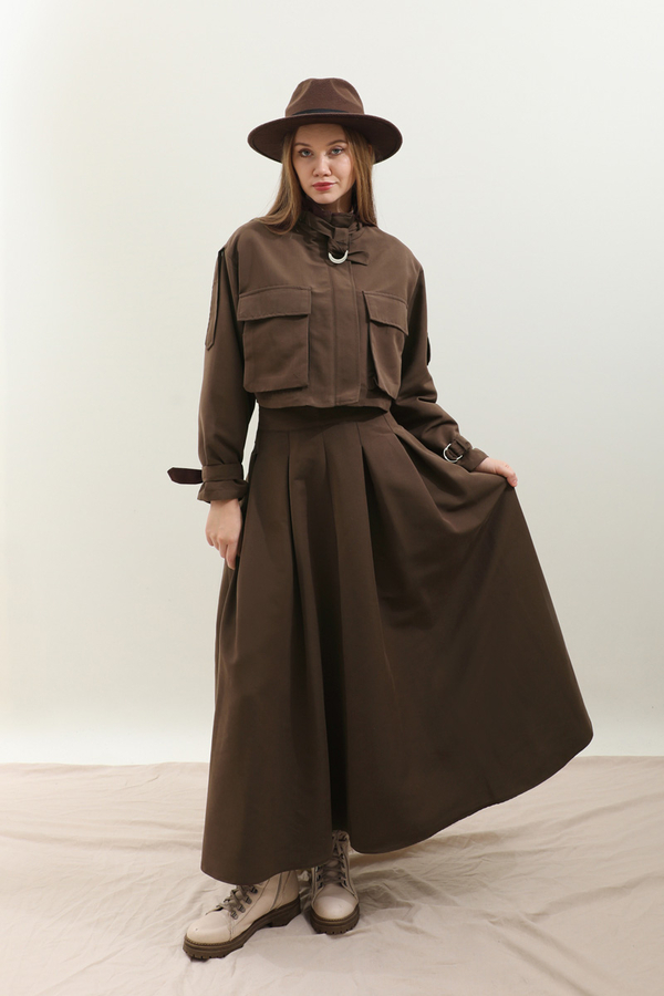 Kargo Cepli Etek Takım Kahverengi - 3