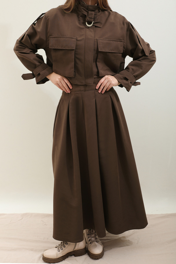 Kargo Cepli Etek Takım Kahverengi - 5