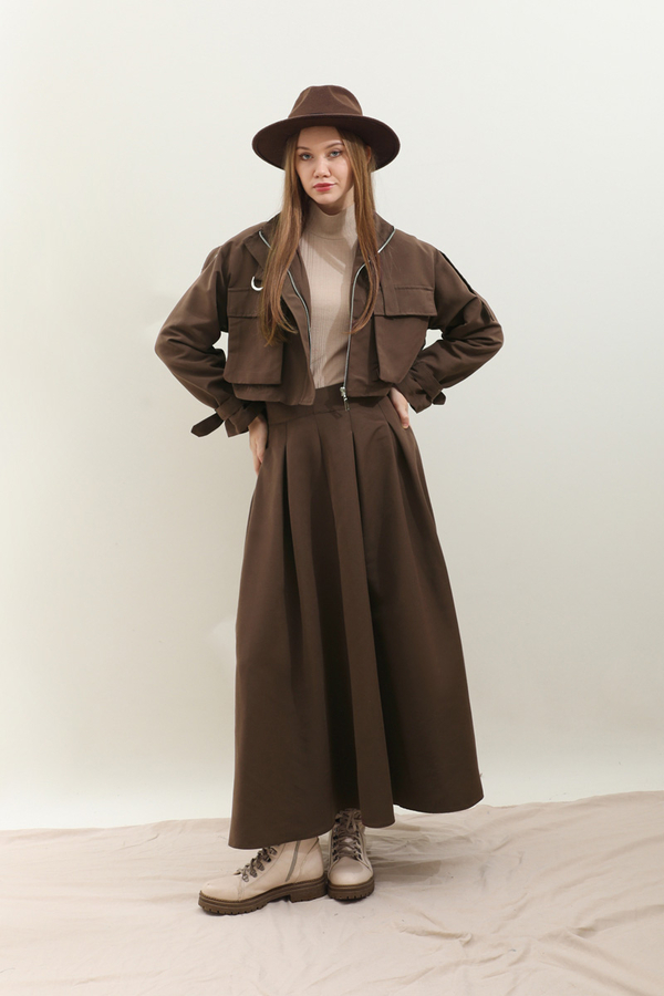 Kargo Cepli Etek Takım Kahverengi - 1